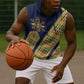 Habesha Kemis Inspired Tilet Pattern Sleeveless Hoodie Royal Blue - Gold