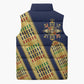 Habesha Kemis Inspired Tilet Pattern Sleeveless Puffer Jacket Royal Blue - Gold
