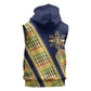 Habesha Kemis Inspired Tilet Pattern Sleeveless Zip Hoodie Royal Blue - Gold