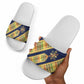 Habesha Kemis Inspired Tilet Pattern Slide Sandals Royal Blue - Gold