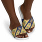 Habesha Kemis Inspired Tilet Pattern Slide Sandals Royal Blue - Gold