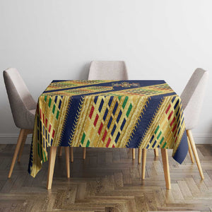 Habesha Kemis Inspired Tilet Pattern Tablecloth Royal Blue - Gold