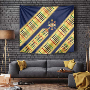 Habesha Kemis Inspired Tilet Pattern Tapestry Royal Blue - Gold
