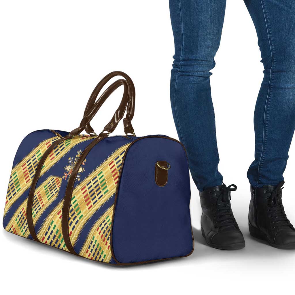 Habesha Kemis Inspired Tilet Pattern Travel Bag Royal Blue - Gold