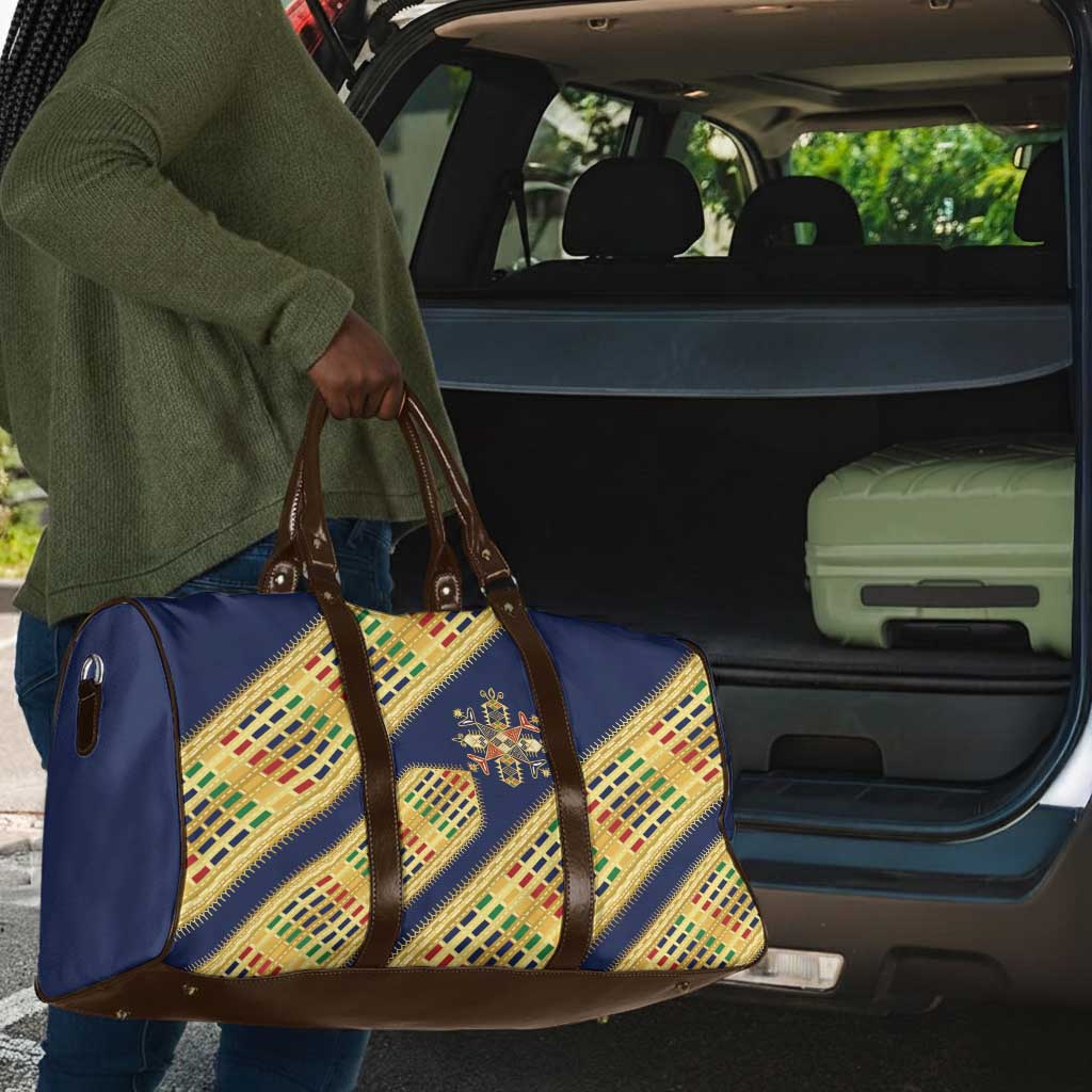 Habesha Kemis Inspired Tilet Pattern Travel Bag Royal Blue - Gold