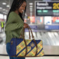 Habesha Kemis Inspired Tilet Pattern Travel Bag Royal Blue - Gold