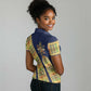 Habesha Kemis Inspired Tilet Pattern Women Polo Shirt Royal Blue - Gold