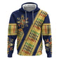 Habesha Kemis Inspired Tilet Pattern Zip Hoodie Royal Blue - Gold