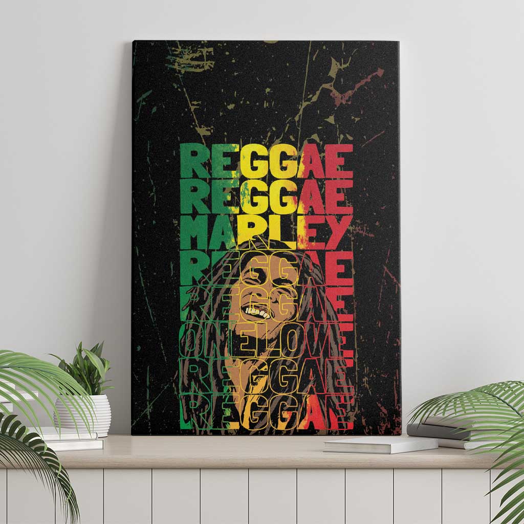Reggae King Marley Canvas Wall Art Typeset Grunge Style