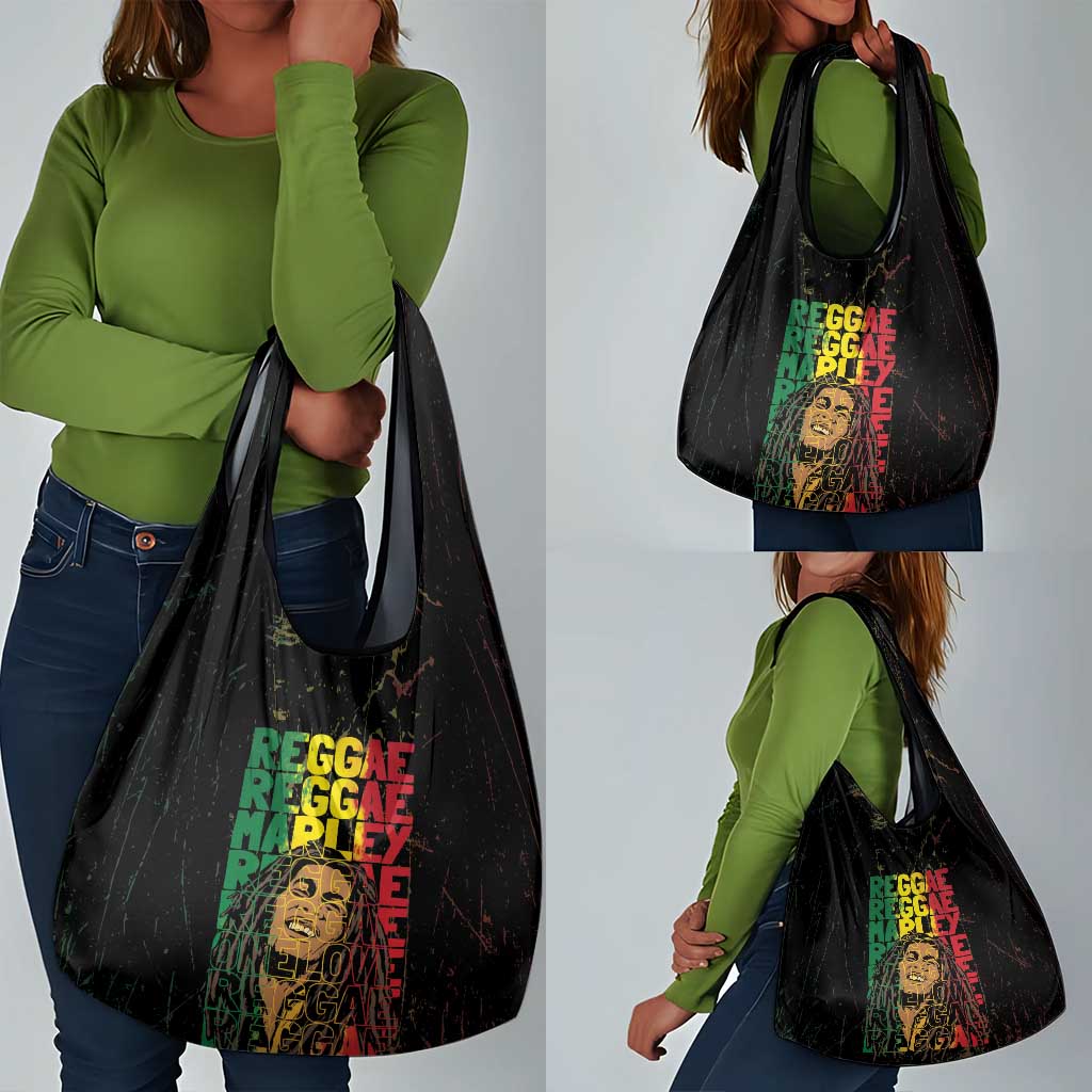 Reggae King Marley Grocery Bag Typeset Grunge Style