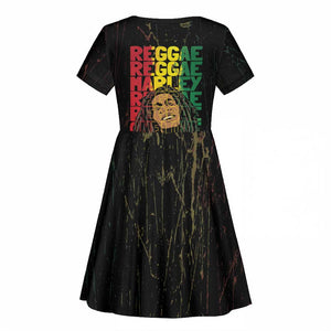 Reggae King Marley Kid Short Sleeve Dress Typeset Grunge Style