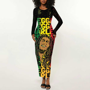 Reggae King Marley Long Sleeve Bodycon Dress Typeset Grunge Style LT7