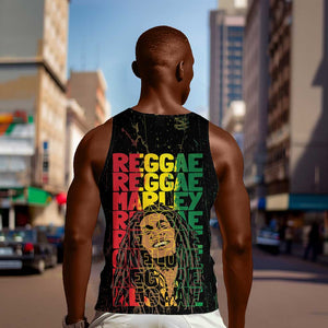 Reggae King Marley Men Tank Top Typeset Grunge Style