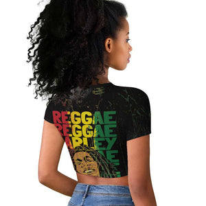 Reggae King Marley Raglan Cropped T shirt Typeset Grunge Style