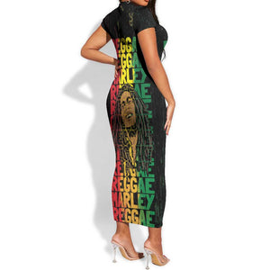Reggae King Marley Short Sleeve Bodycon Dress Typeset Grunge Style LT7