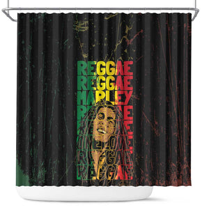 Reggae King Marley Shower Curtain Typeset Grunge Style