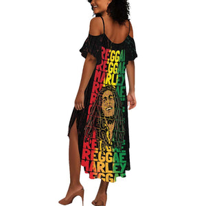 Reggae King Marley Summer Maxi Dress Typeset Grunge Style