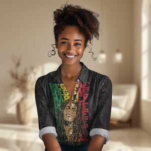 Reggae King Marley Women Casual Shirt Typeset Grunge Style LT7