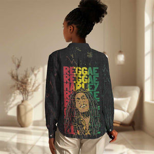 Reggae King Marley Women Casual Shirt Typeset Grunge Style LT7