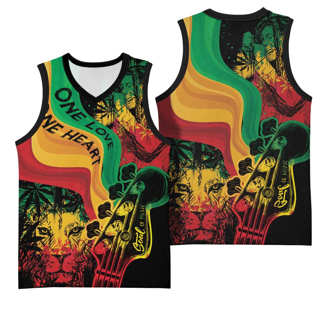 Reggae Day Basketball Jersey One Love One Heart - African Pride