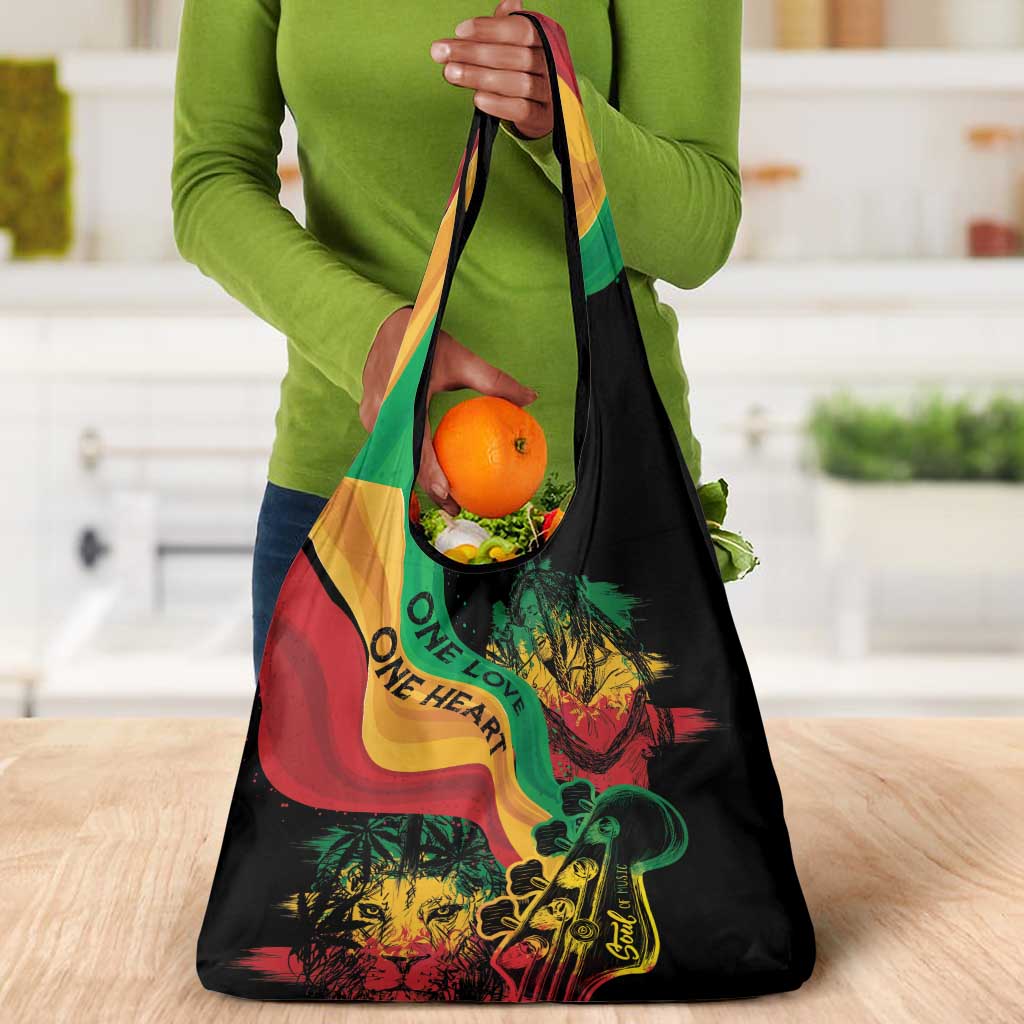 Reggae Day Grocery Bag One Love One Heart