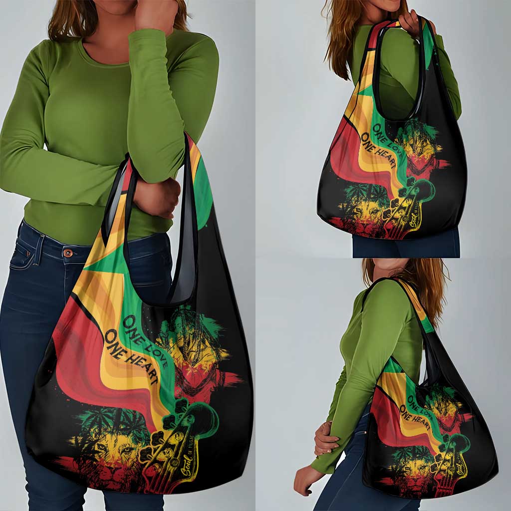 Reggae Day Grocery Bag One Love One Heart