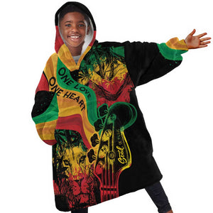 Reggae Day KId Wearable Blanket Hoodie One Love One Heart