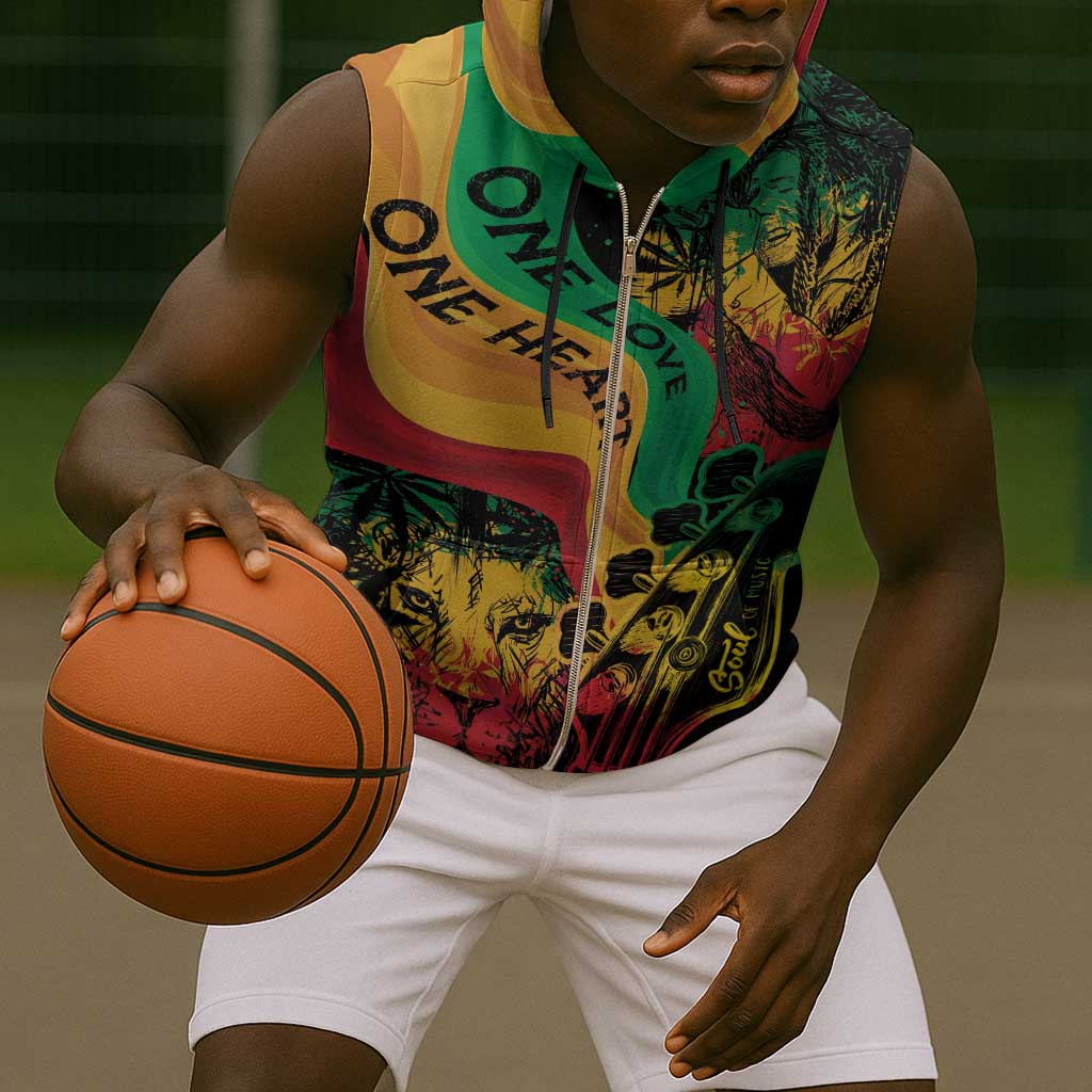 Reggae Day Sleeveless Zip Hoodie One Love One Heart - African Pride