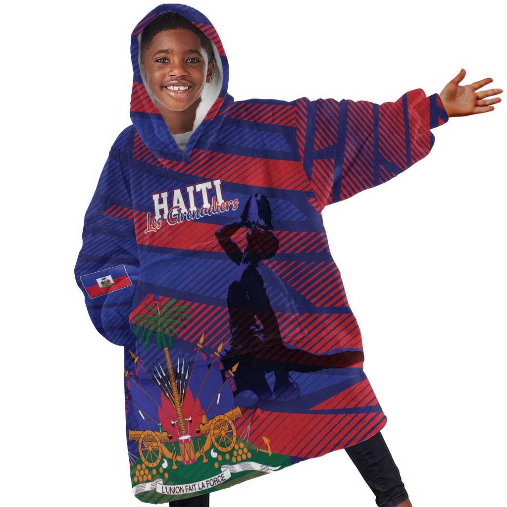 Afro-Haiti Football Personalized Les Grenadiers Kid Wearable Blanket Hoodie Echoes of History - African Pride