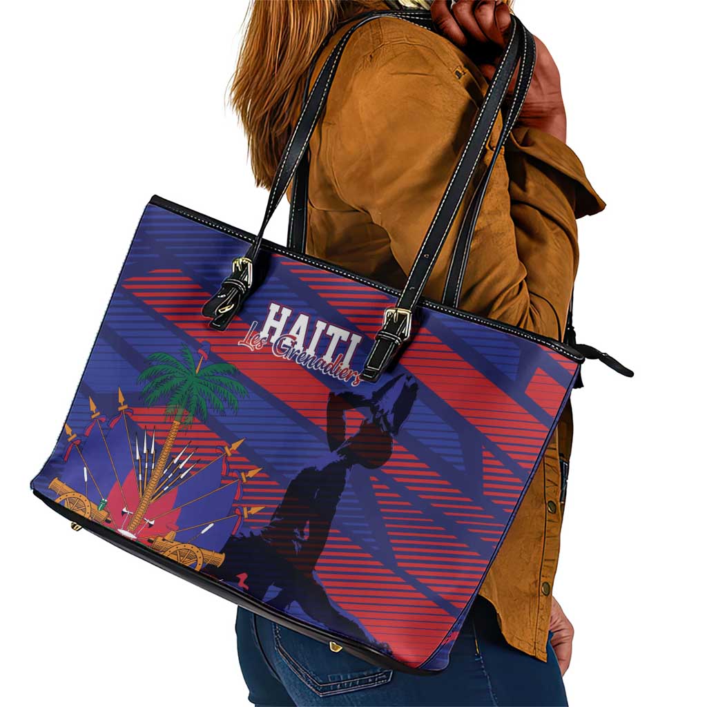 Afro-Haiti Football Les Grenadiers Leather Tote Bag Echoes of History - African Pride