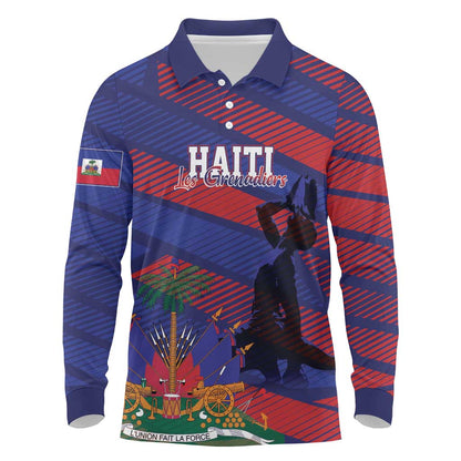 Afro-Haiti Football Personalized Les Grenadiers Long Sleeve Polo Shirt Echoes of History - African Pride