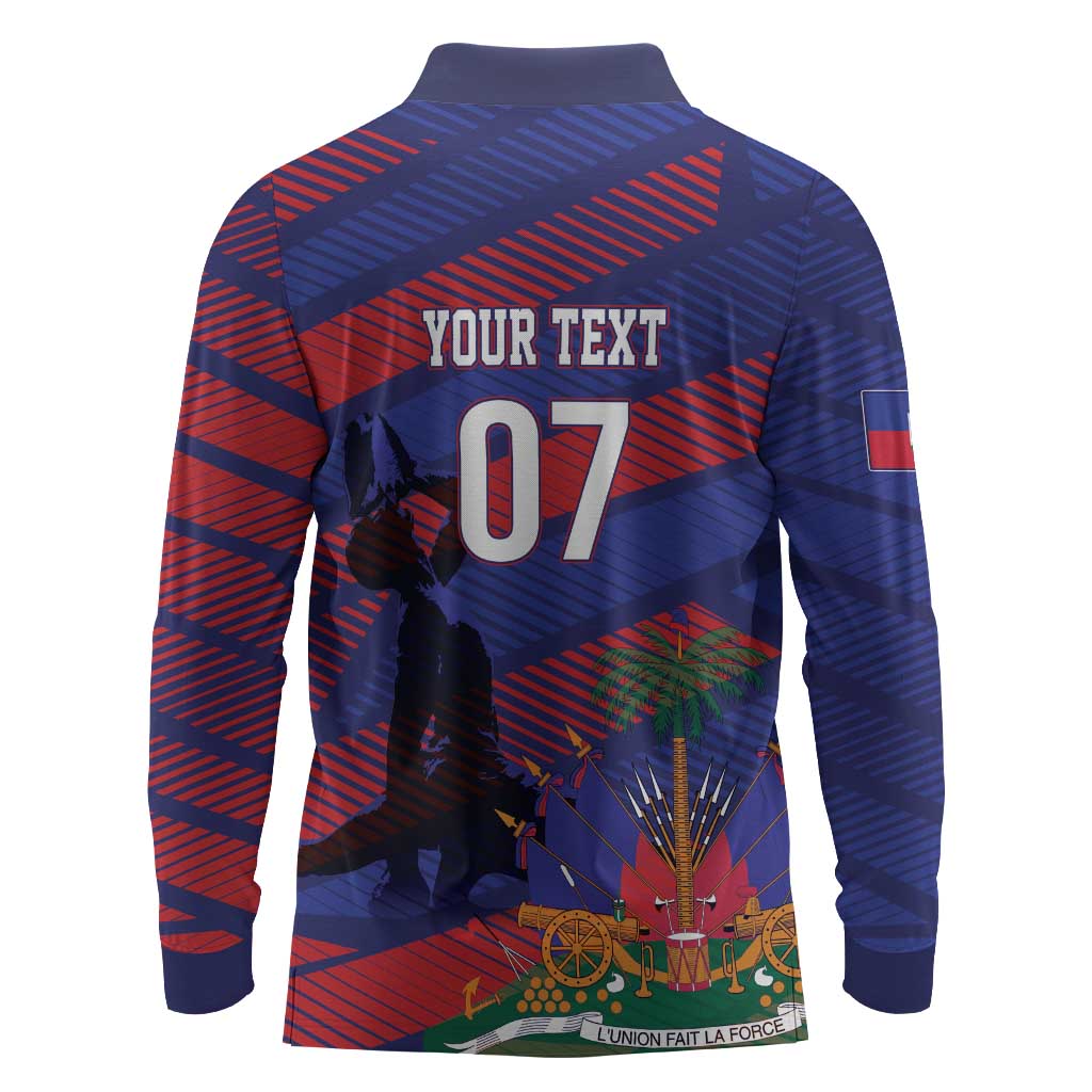 Afro-Haiti Football Personalized Les Grenadiers Long Sleeve Polo Shirt Echoes of History - African Pride