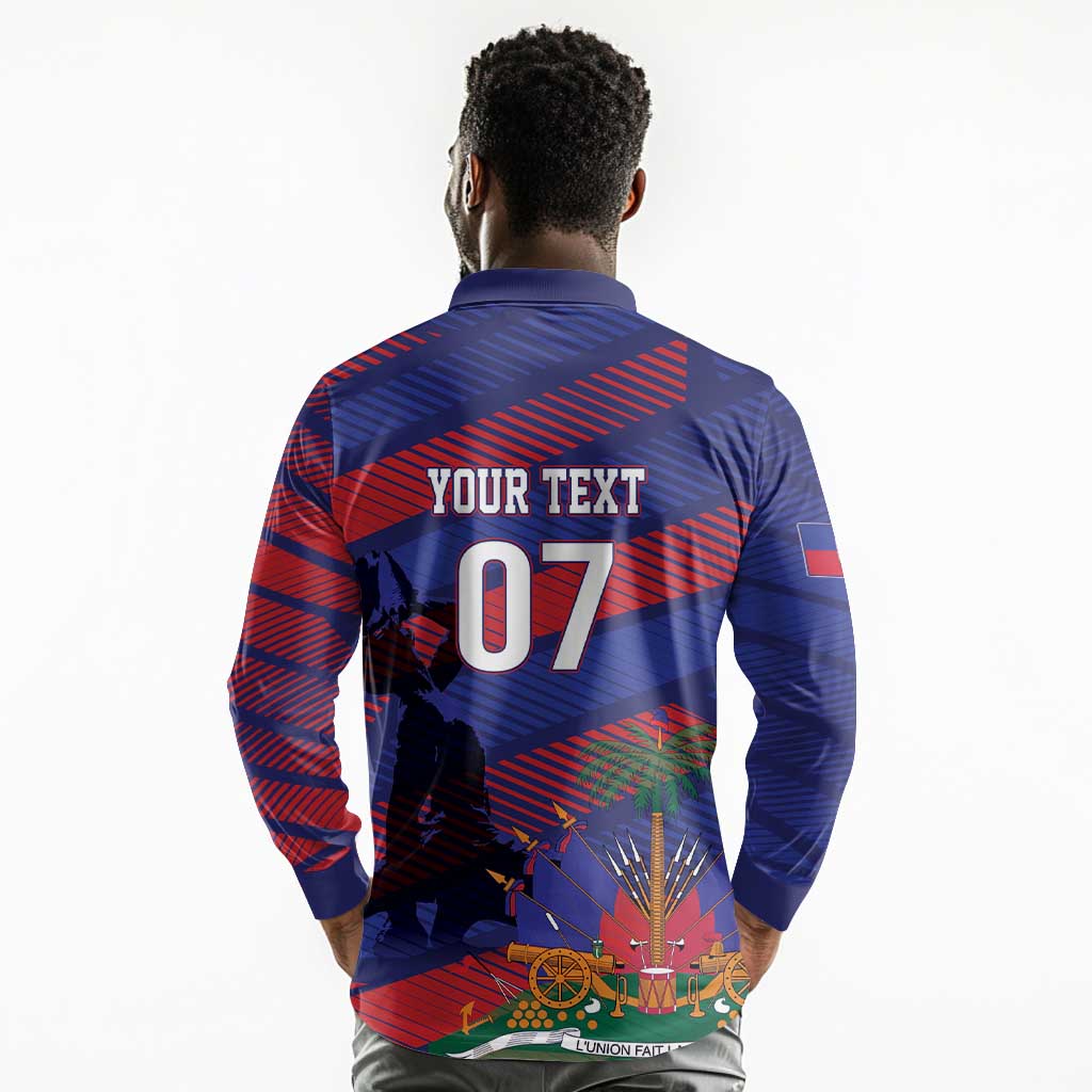 Afro-Haiti Football Personalized Les Grenadiers Long Sleeve Polo Shirt Echoes of History - African Pride