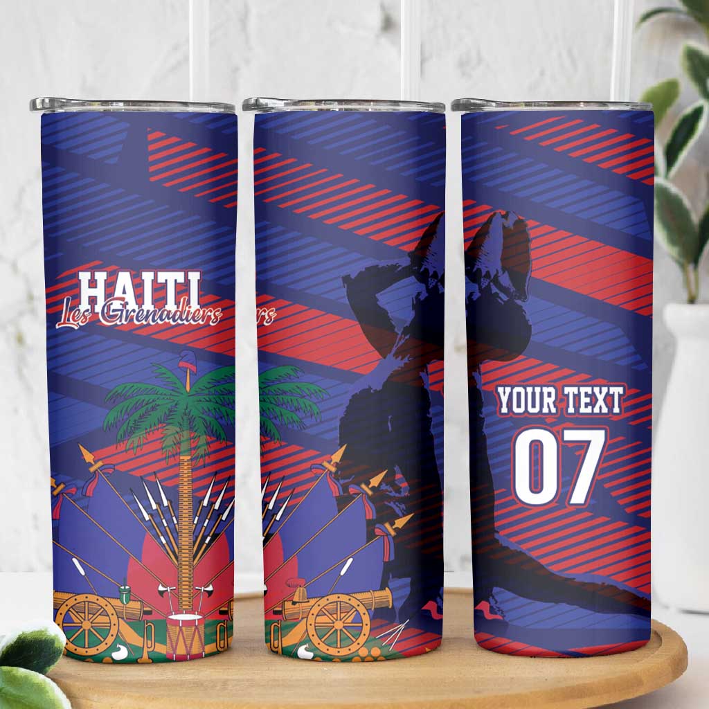 Afro-Haiti Football Personalized Les Grenadiers Skinny Tumbler Echoes of History - African Pride