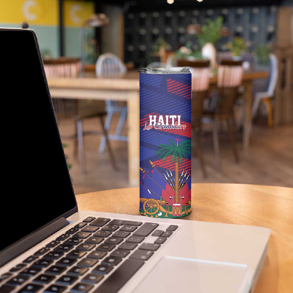 Afro-Haiti Football Personalized Les Grenadiers Skinny Tumbler Echoes of History - African Pride