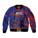 Afro-Haiti Football Personalized Les Grenadiers Sleeve Zip Bomber Jacket Echoes of History - African Pride