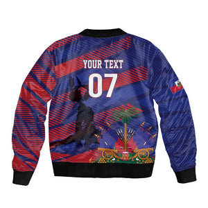 Afro-Haiti Football Personalized Les Grenadiers Sleeve Zip Bomber Jacket Echoes of History - African Pride