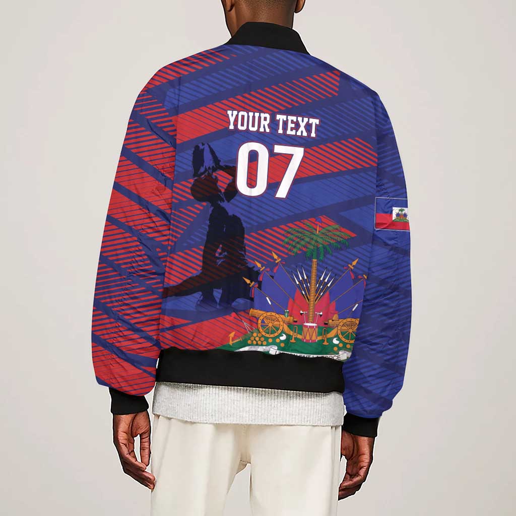 Afro-Haiti Football Personalized Les Grenadiers Sleeve Zip Bomber Jacket Echoes of History - African Pride