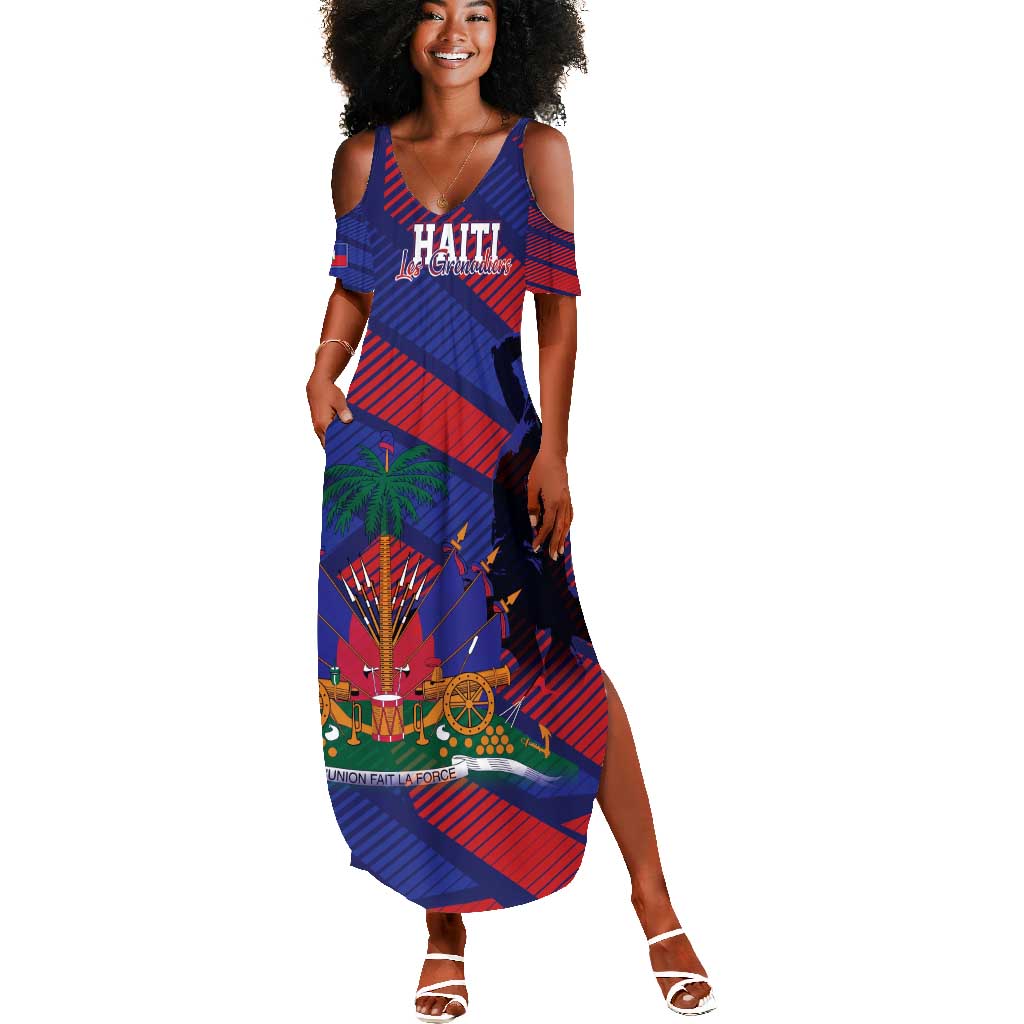 Afro-Haiti Football Personalized Les Grenadiers Summer Maxi Dress Echoes of History - African Pride