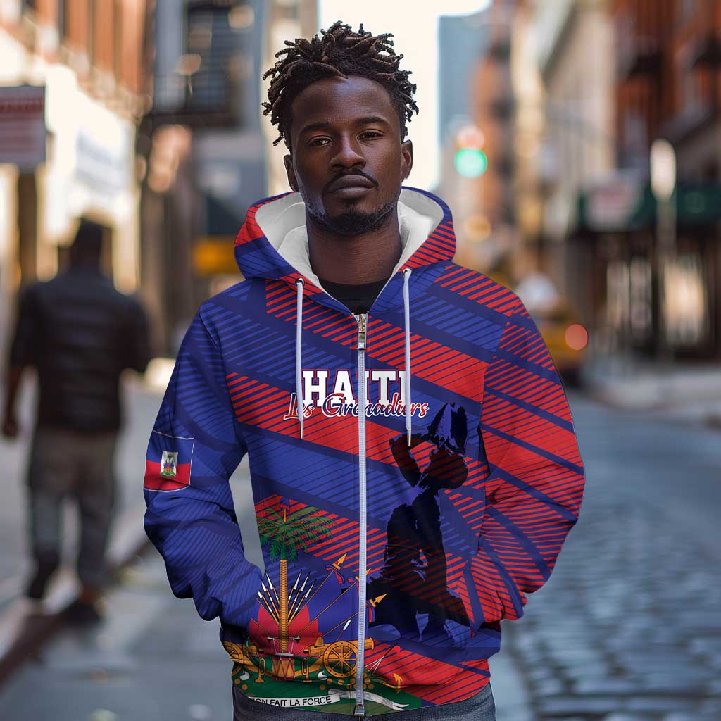 Afro-Haiti Football Personalized Les Grenadiers Zip Hoodie Echoes of History - African Pride