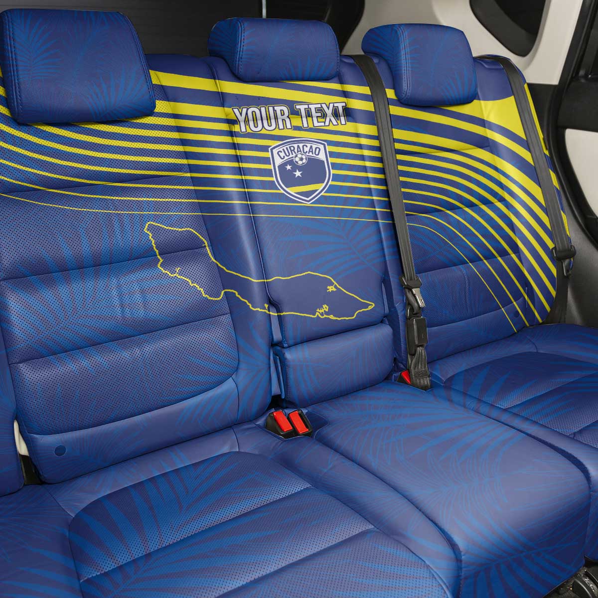 Afro-Curacao Football Custom Back Car Seat Cover Korsou Blue Wave - Making History - African Pride