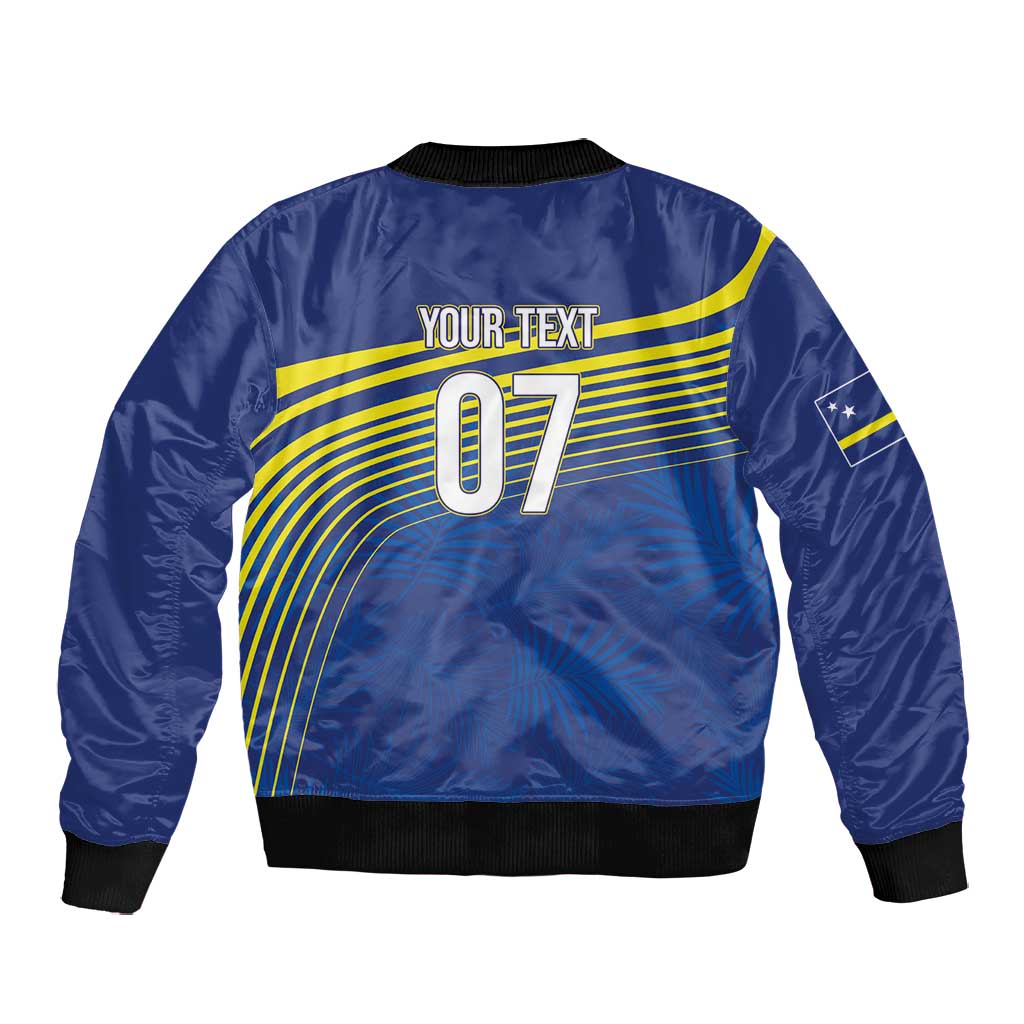 Afro-Curacao Football Custom Bomber Jacket Korsou Blue Wave - Making History - African Pride