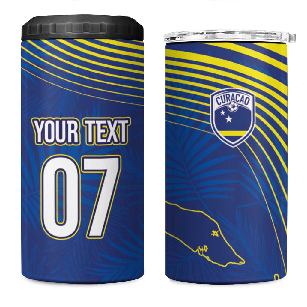 Afro-Curacao Football Custom 4 in 1 Can Cooler Tumbler Korsou Blue Wave - Making History - African Pride