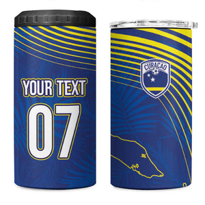 Afro-Curacao Football Custom 4 in 1 Can Cooler Tumbler Korsou Blue Wave - Making History - African Pride