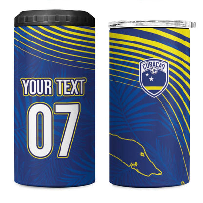 Afro-Curacao Football Custom 4 in 1 Can Cooler Tumbler Korsou Blue Wave - Making History - African Pride