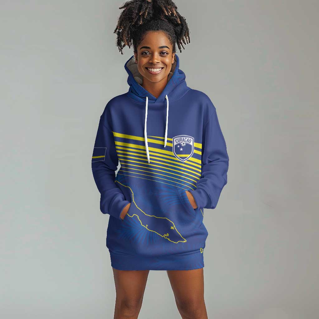 Afro-Curacao Football Custom Hoodie Dress Korsou Blue Wave - Making History - African Pride