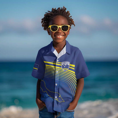 Afro-Curacao Football Custom Kid Hawaiian Shirt Korsou Blue Wave - Making History - African Pride