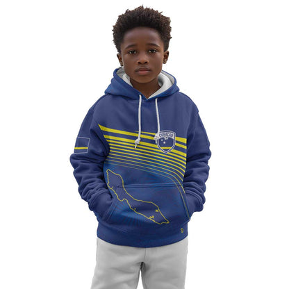Afro-Curacao Football Custom Kid Hoodie Korsou Blue Wave - Making History - African Pride