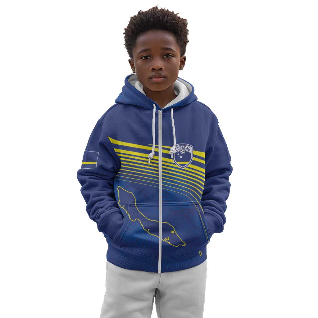 Afro-Curacao Football Custom Kid Hoodie Korsou Blue Wave - Making History - African Pride