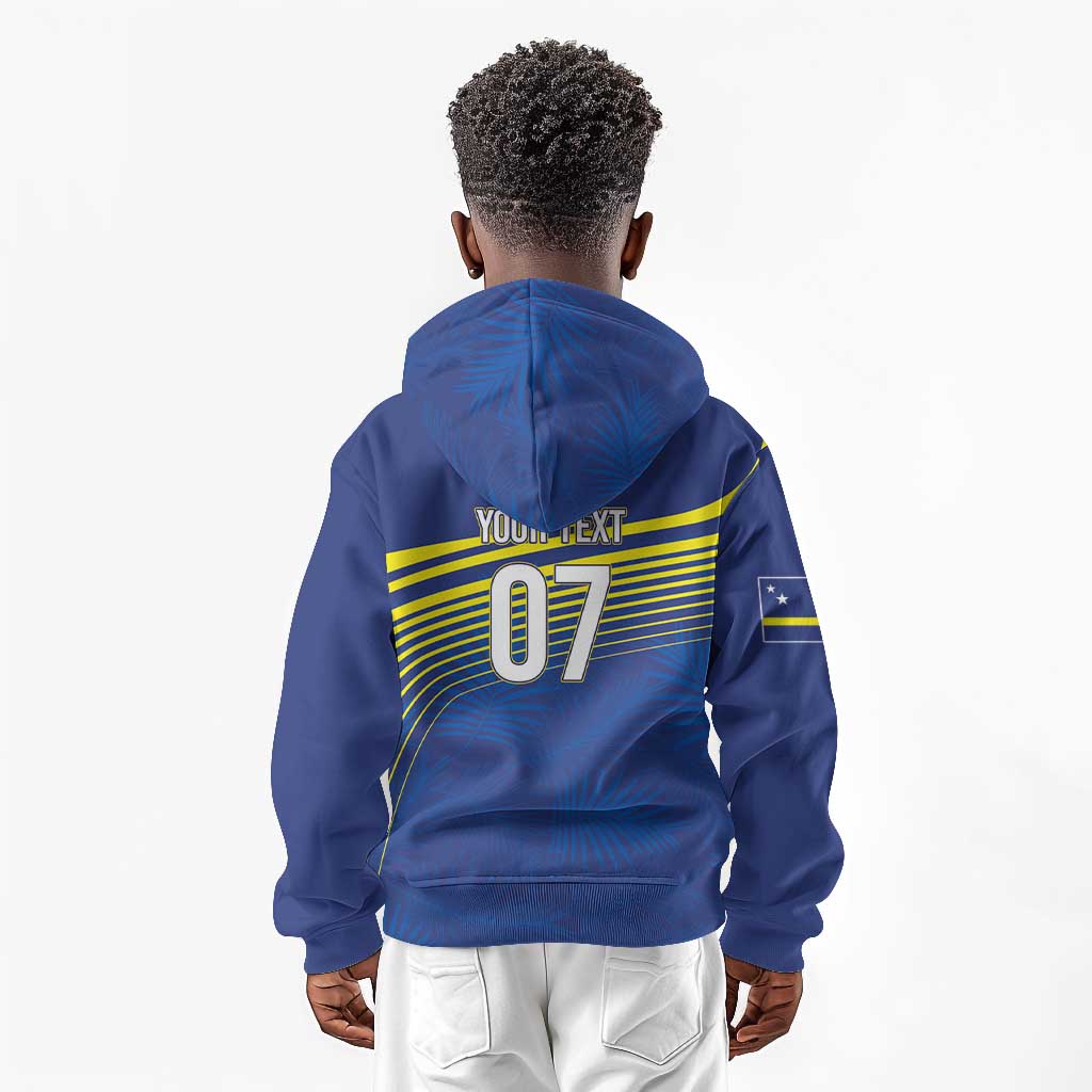 Afro-Curacao Football Custom Kid Hoodie Korsou Blue Wave - Making History - African Pride